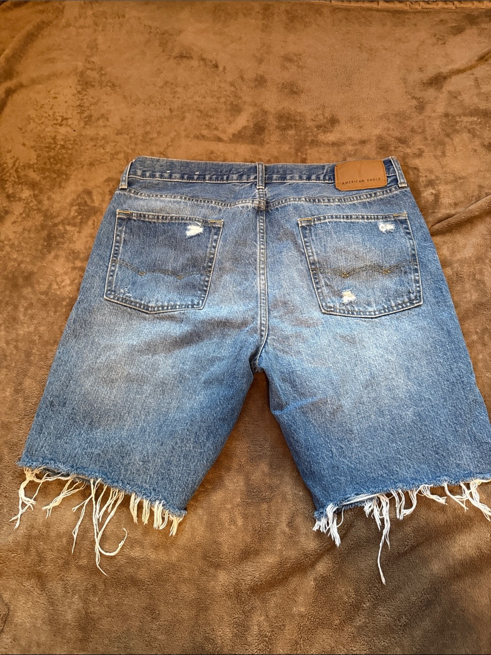 American Eagle Outfitters Ripped Light Blue Denim Shorts - Picture 2 of 4